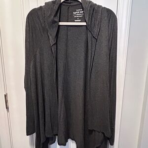 Torrid Charcoal Gray Open-Front Hooded Cardigan